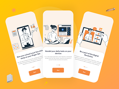 Ed-tech Onboarding Screens app design ed tech education illustration mobile app mobile ui splash screens teachers ui ux