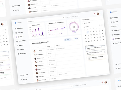 Teacher's diary app design calendar dashboard education product design school ui ux