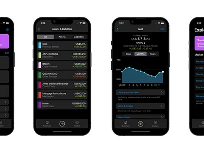 Sumio Mobile App: Net Worth Tracker design fintech ios mobile app net worth tracker ui ux