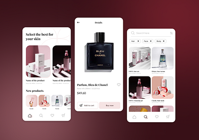 Cosmeo app app application beauty clean cosmetics design mobile ui ux
