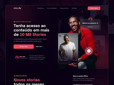 Story TV - Stories plataform dark designs facebook insta instagram people product design stories ui ux videos web web design