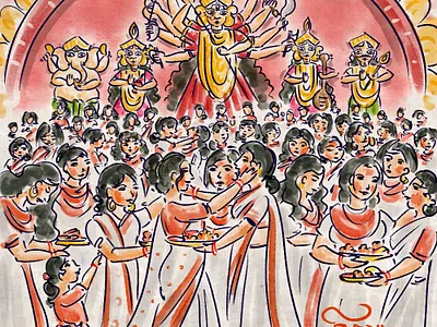শুভ বিজয়া দশমী art artpreneurprogram digitalart digitaldrawing durga puja illustration watercolour watercolour painting