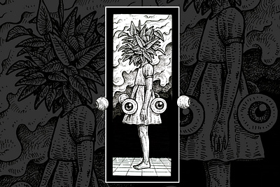 illustration - Plant girls surrealism banner blackandwhite dark design eye fantasy girls graphic design handdrawn illustration ink merchandise pen plant retro style surrealism ui vector vintage