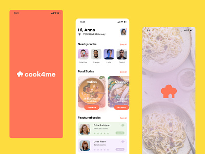Cook4me app design product recipes ui ux