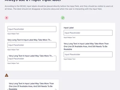 Always use a Proper Input label design system ui ux