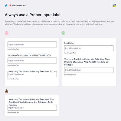 Always use a Proper Input label design system ui ux