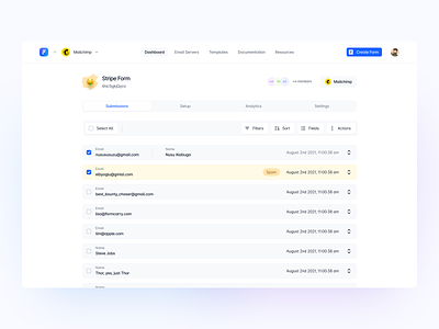 Formcarry ✣ Form Submissions blue blue color clean create form create forms dashbaord submission dashboard dashboard design dashboard form design form design form submission form submissions forms submission submissions submissions design ui ux