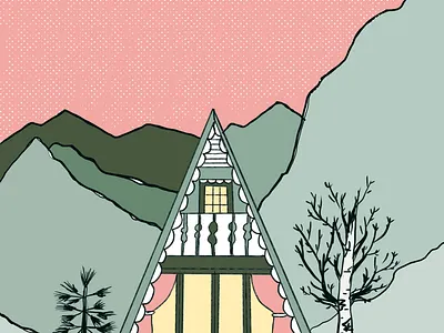 mountain cabin design graphic designer illustration procreate vector