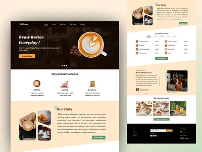 Coffee Shop landing page ai branding coffee cookes fresh juice landing midjurney page shop ui ux