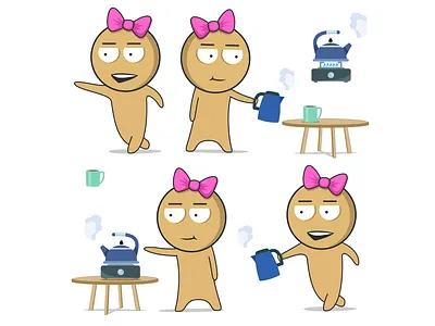 Girls coffee and tea Clipart, Characters clipart, Comics boil
