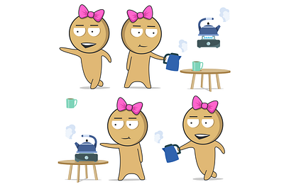 Girls coffee and tea Clipart, Characters clipart, Comics boil