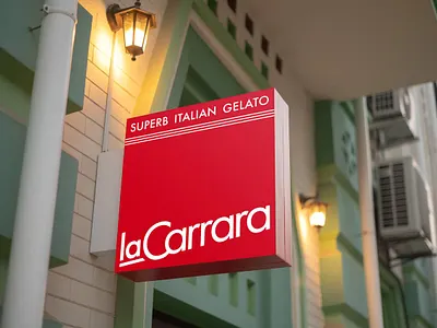 La CARRARA. Italian gelato shop branding design graphic design lettering logo typography