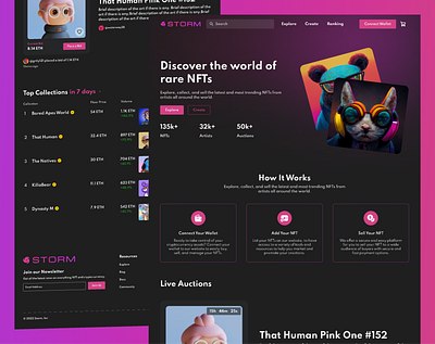 Storm NFT Marketplace cryptocurrency design marketplace nft product design ui uiux ux web design webiste