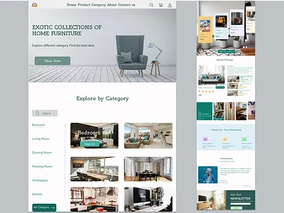 Furniture retail landing page design graphic design logo typography ui ux
