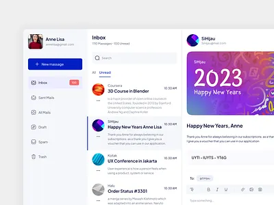 Maily - Email Dashboard app design chat conversation crm dashboard email emailing latter mail mailbox mailing management marketing message product saas simple ui ux web design