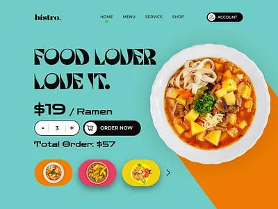 Bistro - Restaurant Website bistro brutalism burger delivery food food and drink food delivery service food design food service maximalism resturent syful ui web website website design