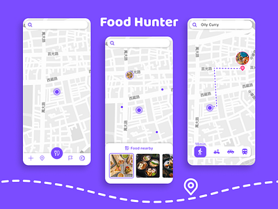 "Location Tracker" - Daily020 #DailyUI cute daily ui dailyui dailyui20 design figma food illustration location location tracker purple share tracker ui vector