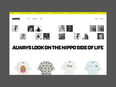Nippo Store - Homepage branding design design on demand fashion homepage landing page layout shirt shop shopify store t shirt theme typography ui unlimited ux web web design wordpress