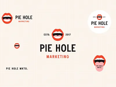 Pie Hole Marketing Logo Variations badge branding fun graphic design hole logo marketing mouth pie playful texture variations vintage