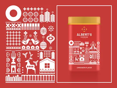 Christmas Cookies Packaging Design: Cinnamon box design branding christmas christmas pattern cookies design design studio digital art digital illustration food graphic design illustration illustrator marketing new year packaging packaging design pattern winter winter holidays