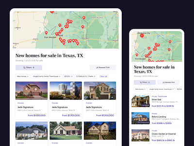 inewhomes real estate search filter color filter light listings map marker new homes photo property real estate search usa web design website white