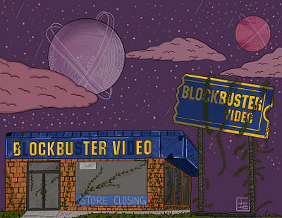 Late Night Nostalgia – BlockBuster Video animation design illustration illustrator nature procreate