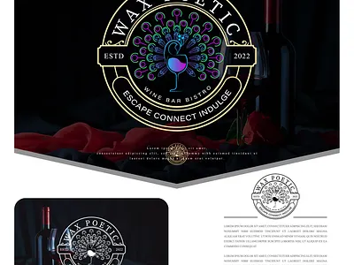 Peacock beauty adobeillustrator balanced beauty branding brightcolors elegant fun graphic design logo luxury organized peacock relaxed stylish wineglasses