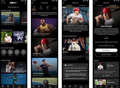 ESPN Fit: Inspiring Sports Fans app espn fitness media mobile product design sports ui ux