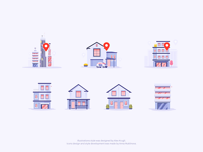 inewhomes real estate icons design building buy home house icons illustration light marker orange pink purple real estate rent violet web design white