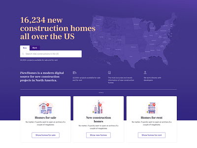 inewhomes real estate home page compass home page icon illustration landing light map pink purple real estate redfin trulia ui violet web design website white zillow