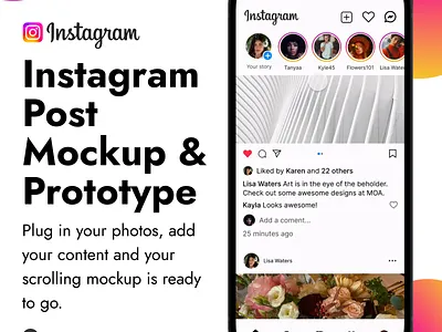 Instagram Post Mockup & Prototype instagram instagrammockup instragramscroll mobileapp mobileappdesign mockup photos prototype ux design