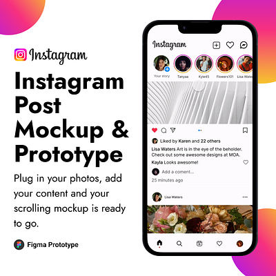 Instagram Post Mockup & Prototype instagram instagrammockup instragramscroll mobileapp mobileappdesign mockup photos prototype ux design