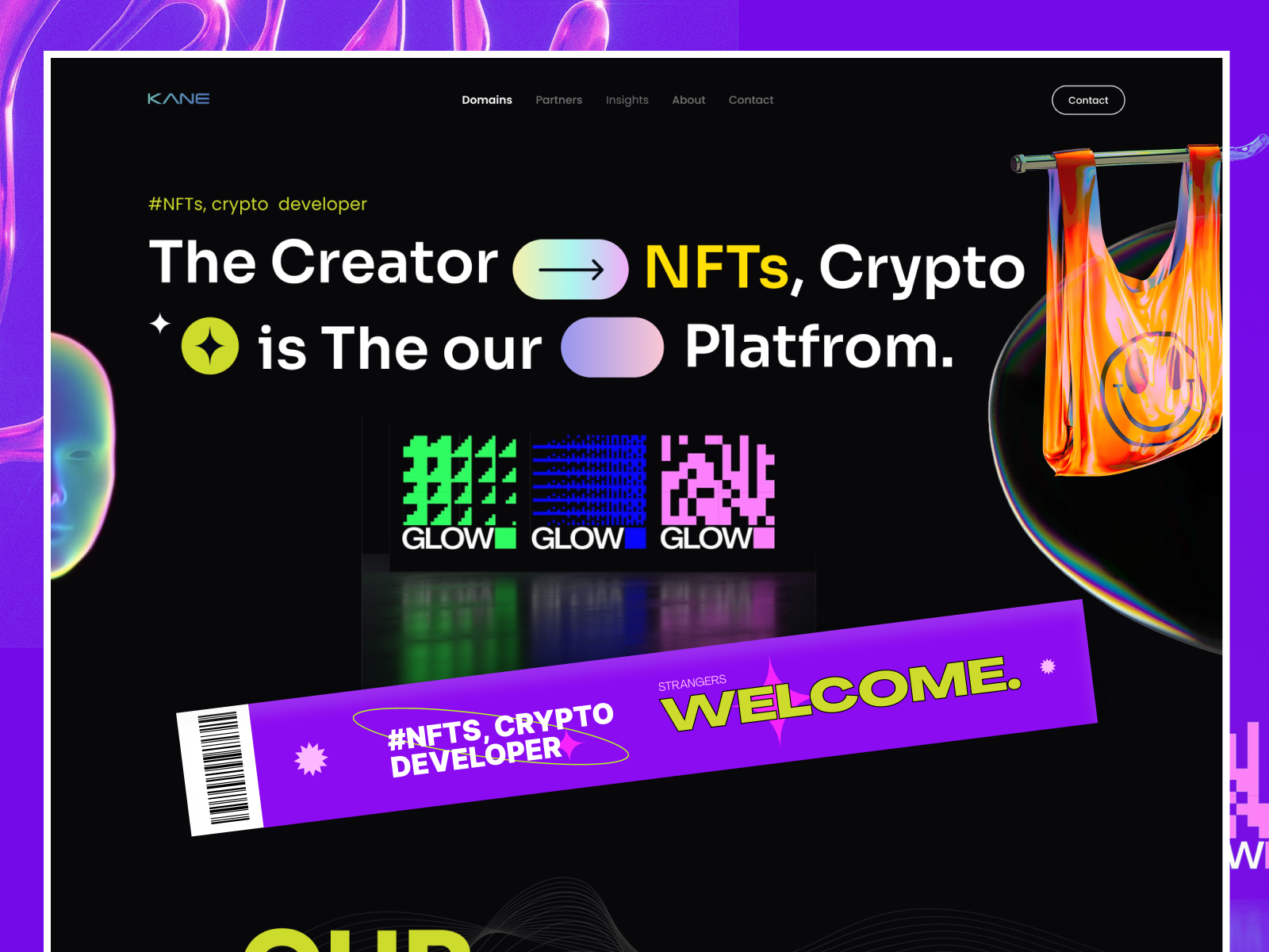 KANE - WEBSITE DESIGN - LANDING PAGE DESIGN - NFT - UI UX DESIGN crypto metaverse nft nft website design nftart top 2023 website designs ui ui ux design website design website inspirations website layout website mockup