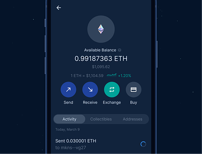 Cryptocurrency exchange wallet balance activity address android app balance bank bitcoin blue buy collectibles crypto ethereum exchange ios mobile rates receive send wallet