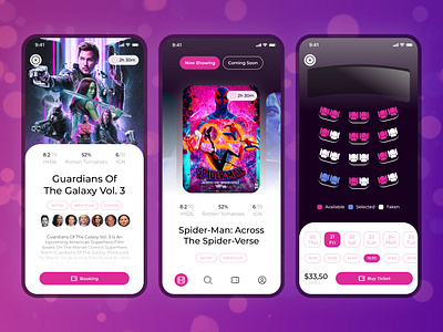 Cinema App | Mobile UX/UI Design app design figma mobile mobile design ui ux