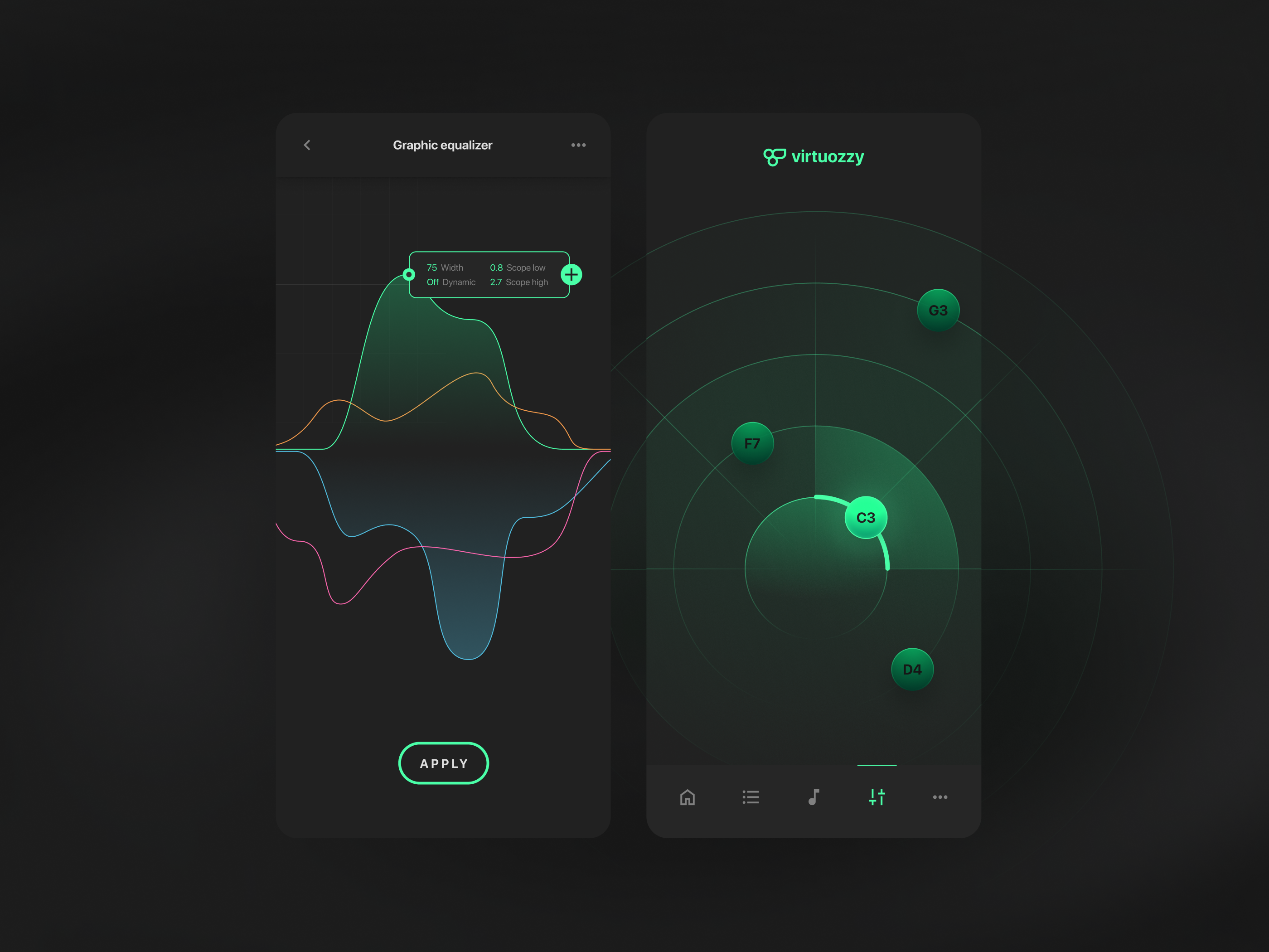 Example of Virtuozzy, mobile music composer app