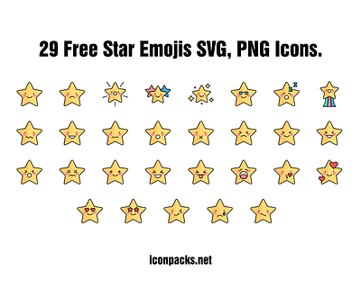 29 Free Star Emojis SVG, PNG Icons emoji emoticons free resources icon pack icon set icons png icons svg icons