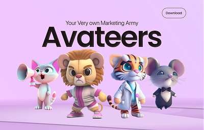 Introducing Avateers 3d 3d animal cutouts 3d animals adorable animal designs animal branding assets animal design elements branding customizable animal graphics cute animal graphics cute animal characters fun animal illustrations graphic design layered animal graphics transparent pngs