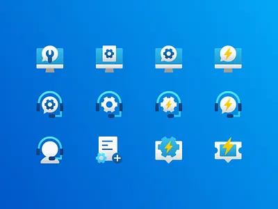 IT icons computer design headset icon icons illustration information it lightning minimal minimalism minimalist support technology ticket vector