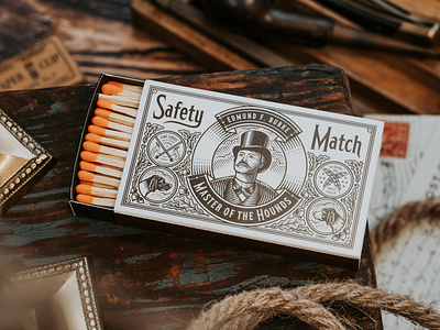 Master of the Hounds (Safety Match) branding design engraving etching illustration illustrator line art packaging peter voth design vintage design woodcut