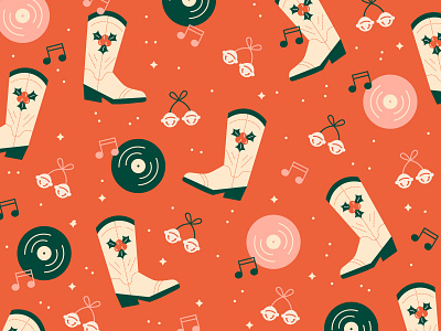 Jingle Bell Boogie bells boots christmas holiday illustration jinglebells music pattern records