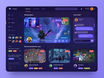 Game Streaming App UI Design by I Can Infotech on Dribbble