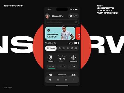 MW | Betting Mobile app animation app app design bet betting black bookmaker concept football gambling interface ios mobile product design score soccer social sport ui ux