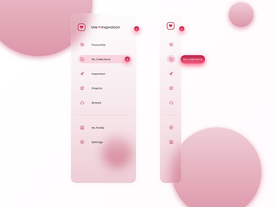 Glassy Menu - inspired by Pantone's Viva Magenta glass menu glass ui glassmorphism glassy heart love magenta menu pantone pink red ui uidesign vivamagenta