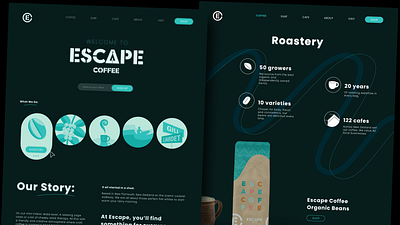 Escape Coffee Branding & Website banner brand design branding coffee graphic design hero icons illustration landing page logo mockup packaging ui ux web design web layout website