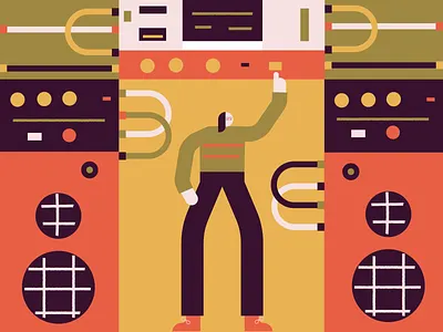 Music Non Stop art design draw electronic flat geometric illustration machines music simple synths techno technology vector