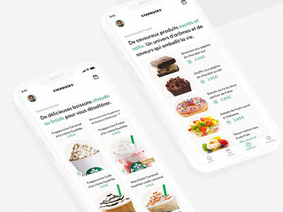 Starbucks — Drinks & Food page design graphic design interface mobile starbucks ui ui design webdesign