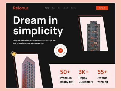 Real Estate Web Site Design: Landing Page / Home Page UI 2023 trend architecture building clean ui house landing page minimal properties property property management property website real estate agency realestate relonur residence shahinurstk02 ui design web design web header webpage