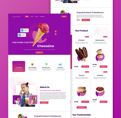 Chooseice - Ice Cream website Design chooseice graphic design ice cream website ice landing page ui ui design uiux user interface ux design web design