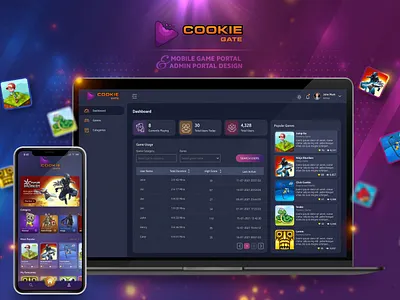 'Cookie Gate' Mobile Game Portal & Admin Portal Design app design game design game ui graphic design hyper casual game illustration logo mobile app typography ui ux web app
